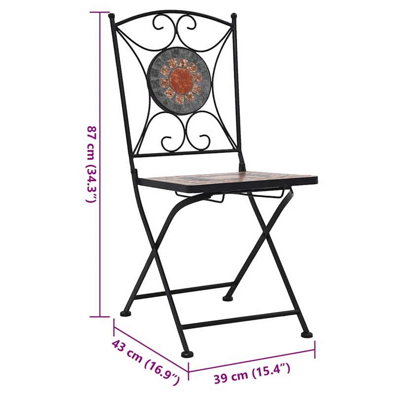 vidaXL Powder-Coated Iron Garden Chair in Orange and Gray (Set of 2)