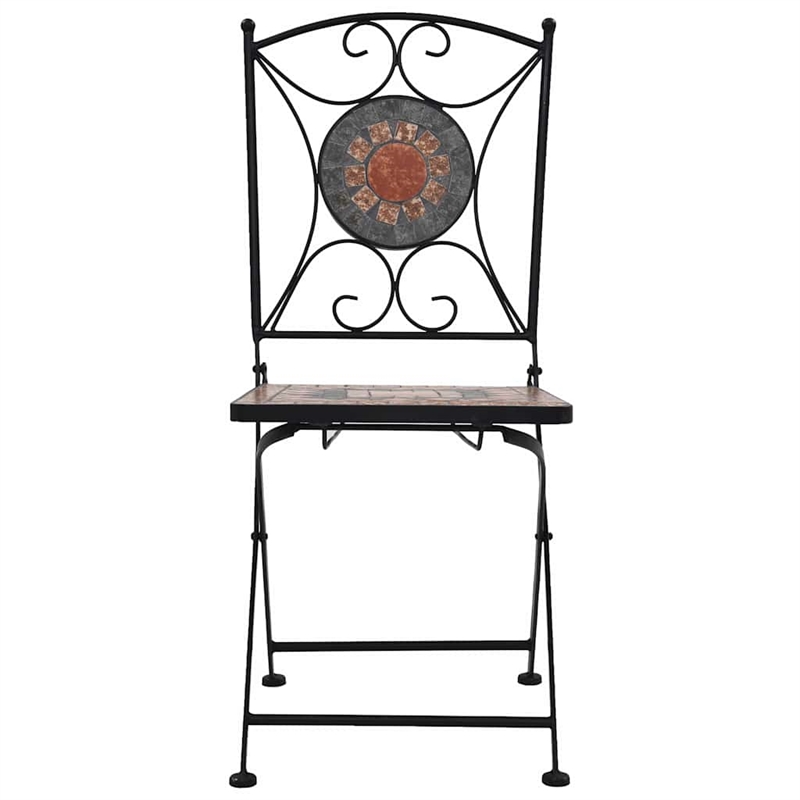 vidaXL Powder-Coated Iron Garden Chair in Orange and Gray (Set of 2)