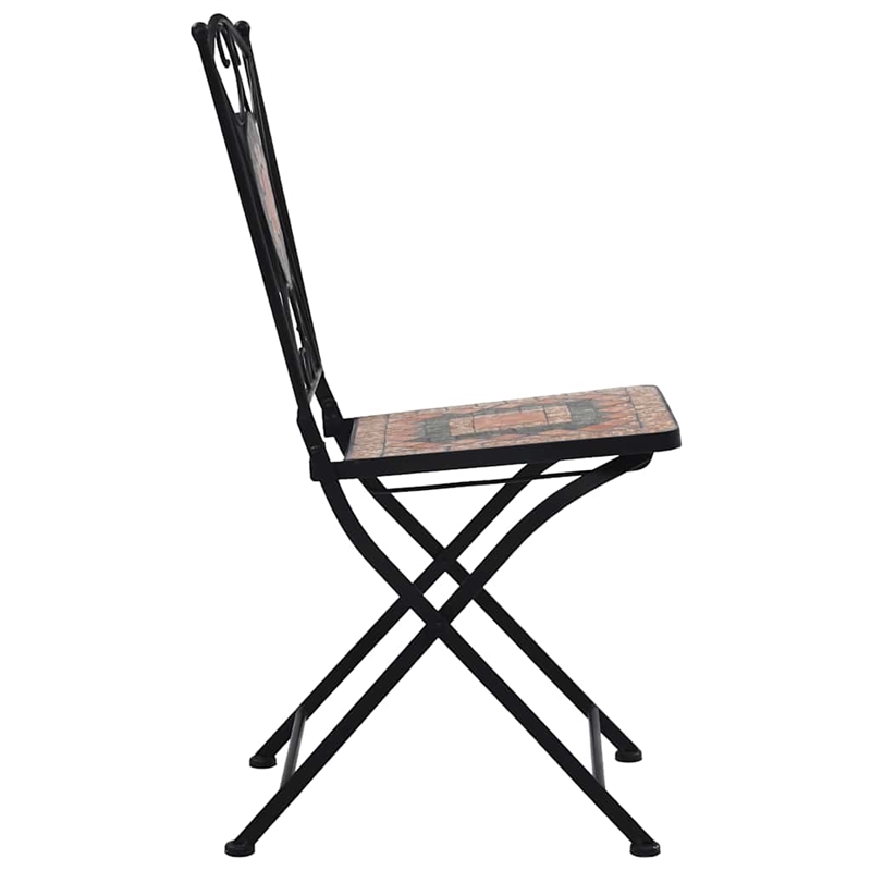 vidaXL Powder-Coated Iron Garden Chair in Orange and Gray (Set of 2)