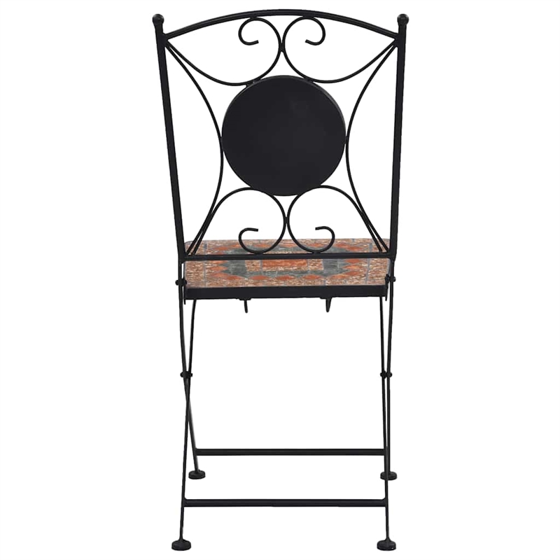vidaXL Powder-Coated Iron Garden Chair in Orange and Gray (Set of 2)