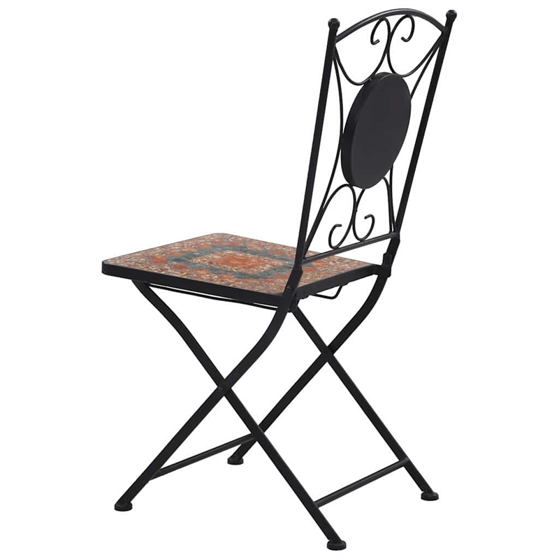 vidaXL Powder-Coated Iron Garden Chair in Orange and Gray (Set of 2)