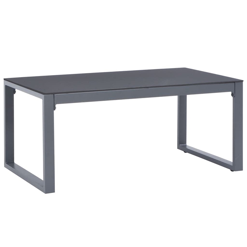 vidaXL Powder-Coated Aluminum and Glass Medium Coffee Table in Silver