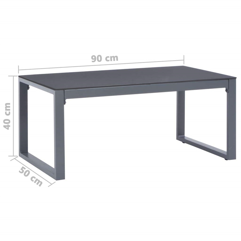 vidaXL Powder-Coated Aluminum and Glass Medium Coffee Table in Silver
