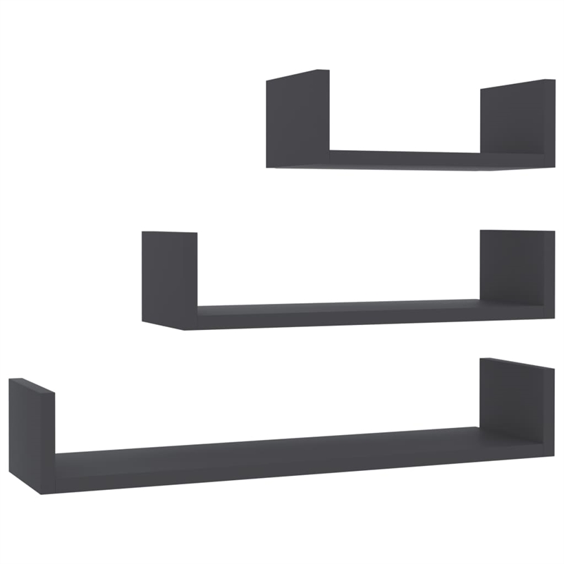 vidaXL Engineered Wood Shelf in Gray (Set of 3)