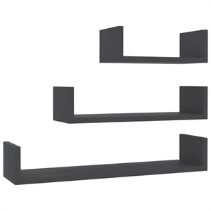 vidaXL Engineered Wood Shelf in Gray (Set of 3)