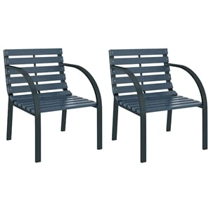 vidaXL Wood and Steel Medium Durable Garden Chair in Gray (Set of 2)