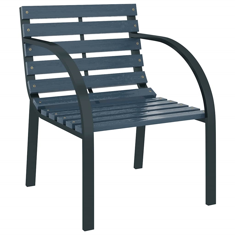 vidaXL Wood and Steel Medium Durable Garden Chair in Gray (Set of 2)