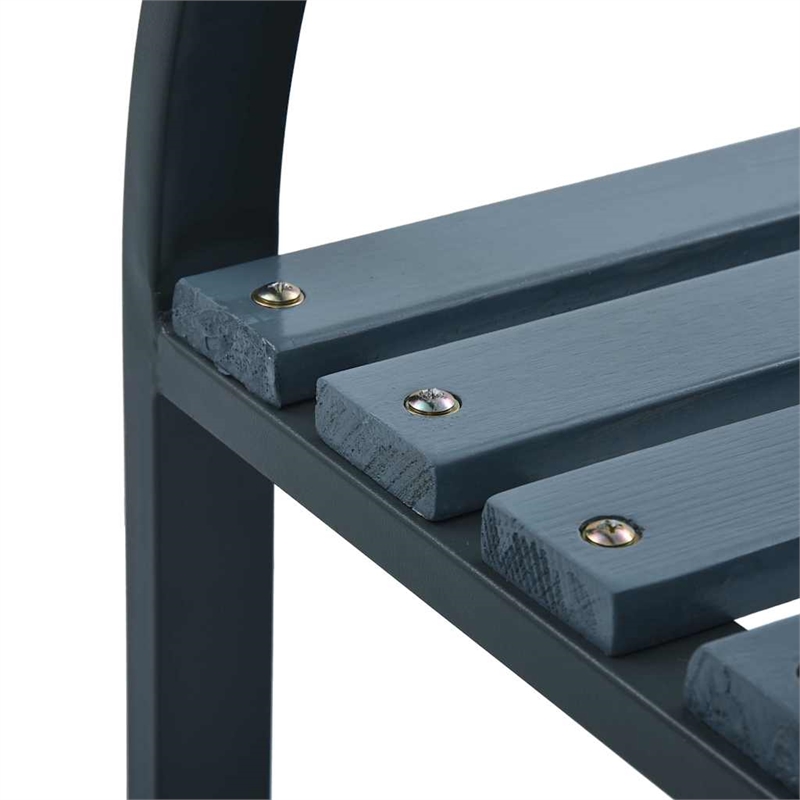 vidaXL Wood and Steel Medium Durable Garden Chair in Gray (Set of 2)
