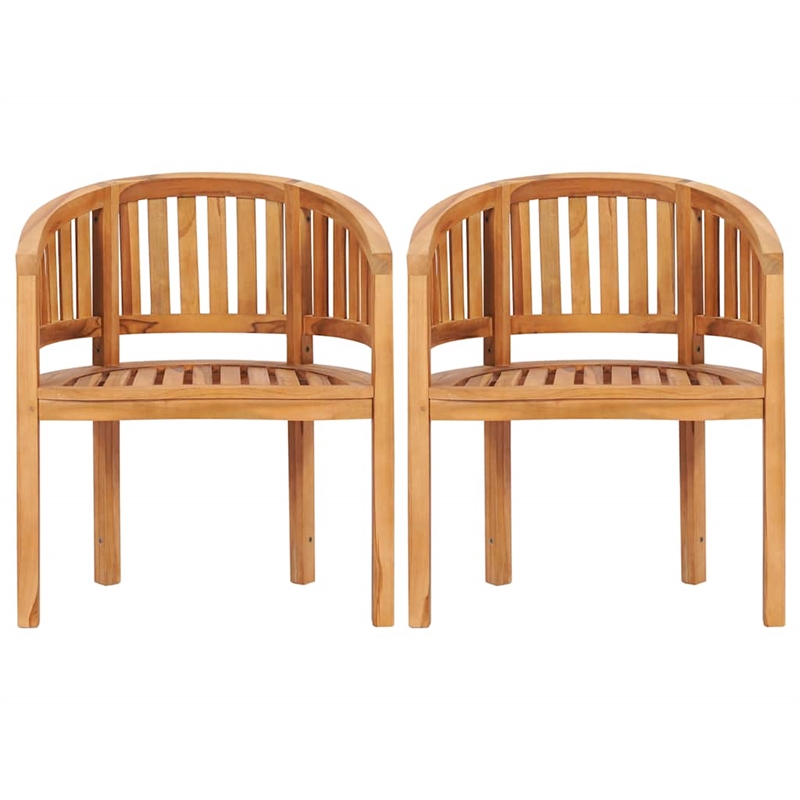 vidaXL Teak Wood Standard Garden Chair in Natural Teak (Set of 2)