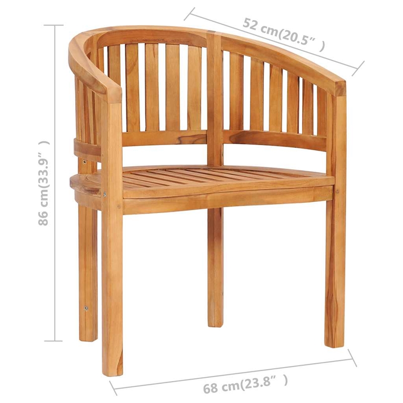 vidaXL Teak Wood Standard Garden Chair in Natural Teak (Set of 2)