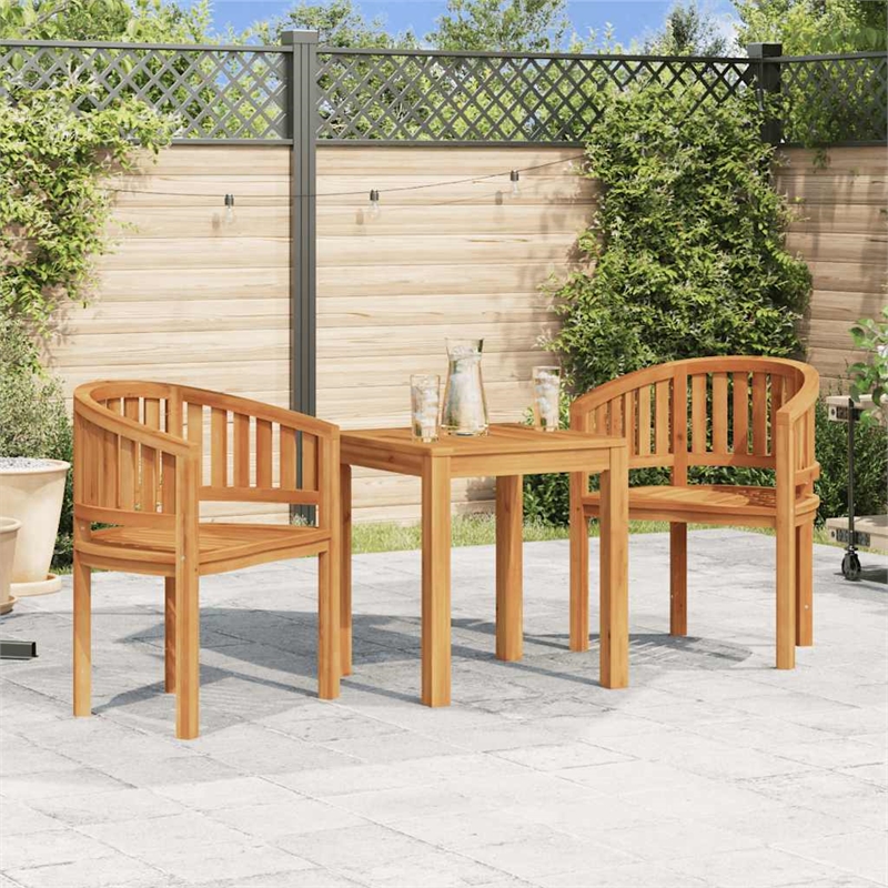vidaXL Teak Wood Standard Garden Chair in Natural Teak (Set of 2)