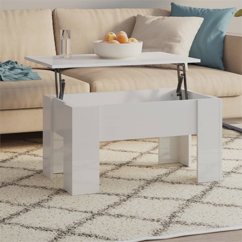 vidaXL Engineered wood Medium Coffee Table in High Gloss White