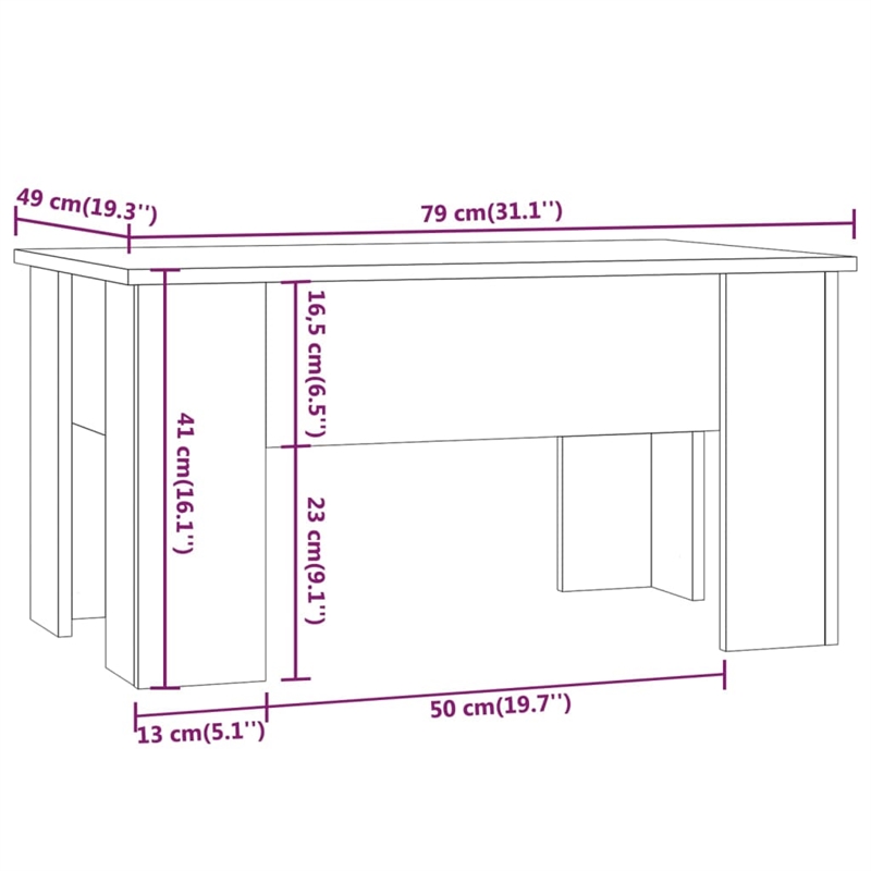 vidaXL Engineered wood Medium Coffee Table in High Gloss White
