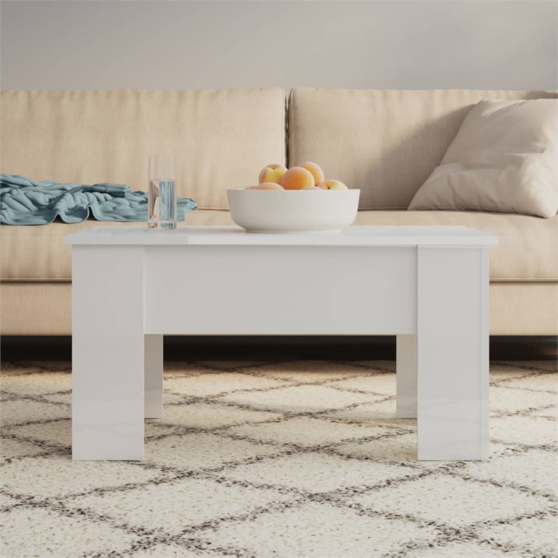 vidaXL Engineered wood Medium Coffee Table in High Gloss White