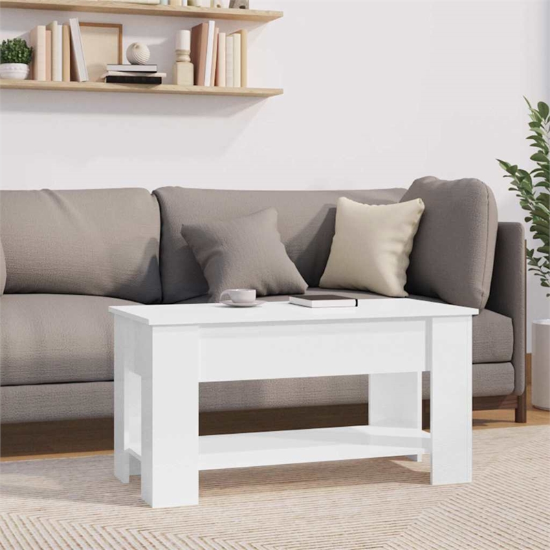 vidaXL Engineered wood Medium Coffee Table in High Gloss White