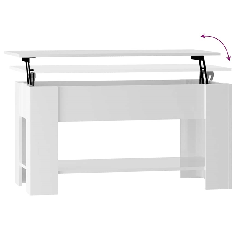 vidaXL Engineered wood Medium Coffee Table in High Gloss White