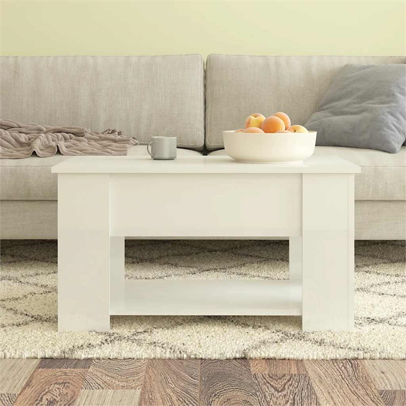 vidaXL Engineered wood Medium Convertible Coffee Table in High Gloss White