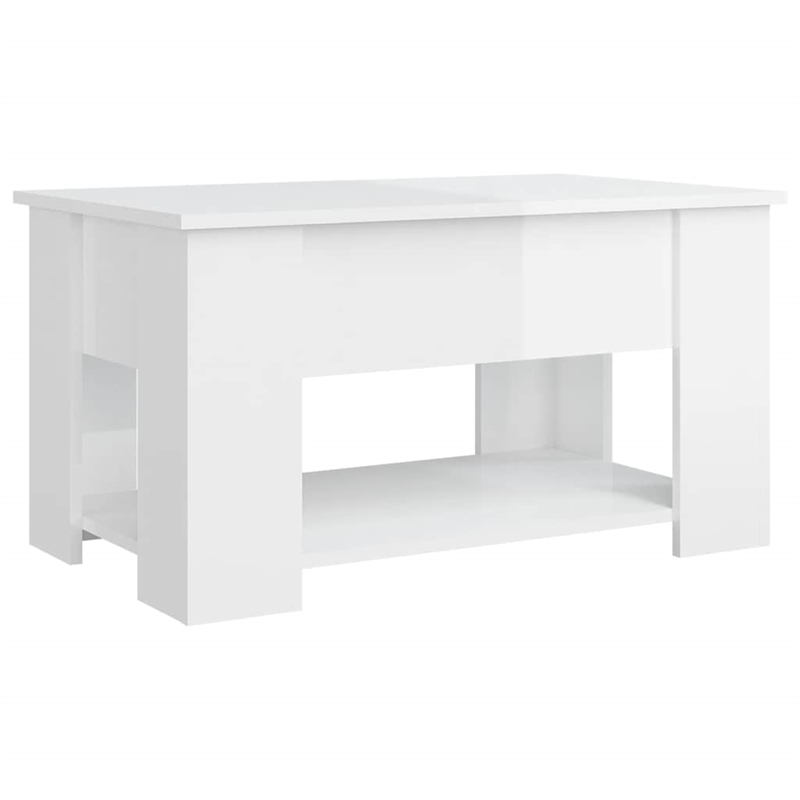 vidaXL Engineered wood Medium Convertible Coffee Table in High Gloss White