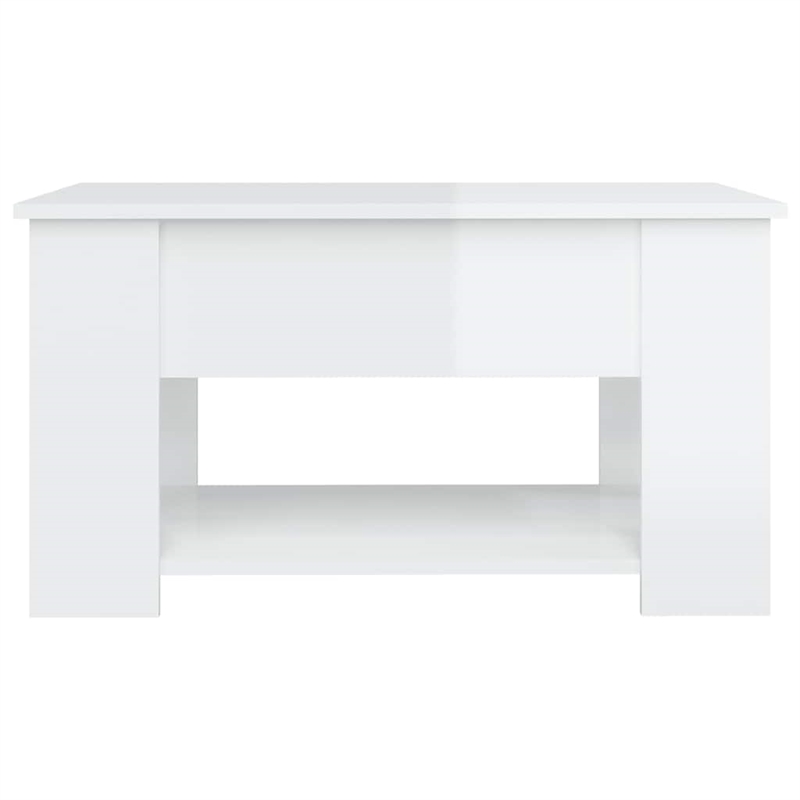 vidaXL Engineered wood Medium Convertible Coffee Table in High Gloss White