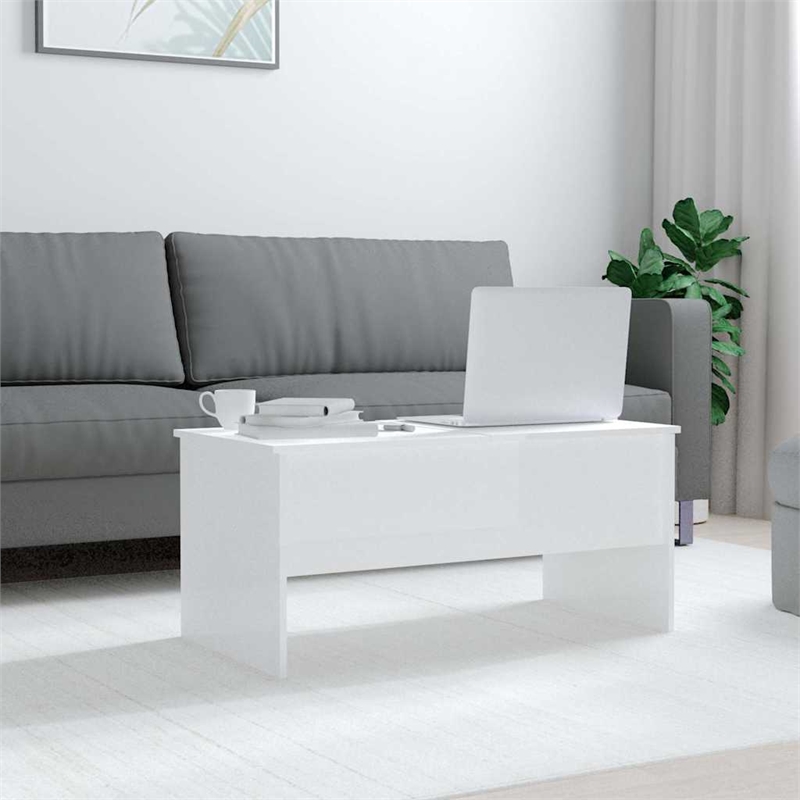 vidaXL Engineered wood Medium Coffee Table in High Gloss White