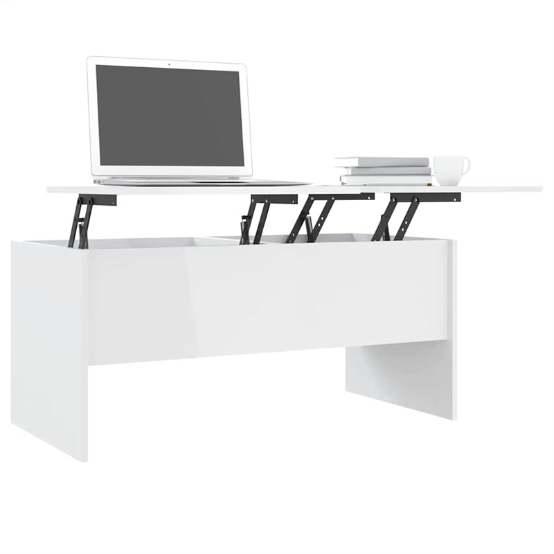 vidaXL Engineered wood Medium Coffee Table in High Gloss White