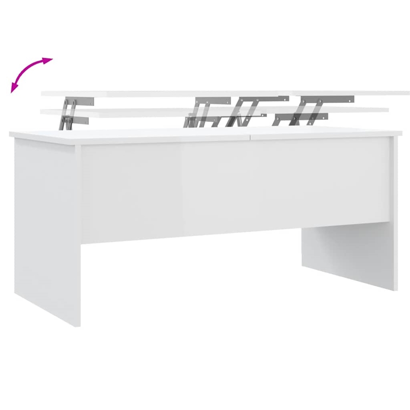 vidaXL Engineered wood Medium Coffee Table in High Gloss White