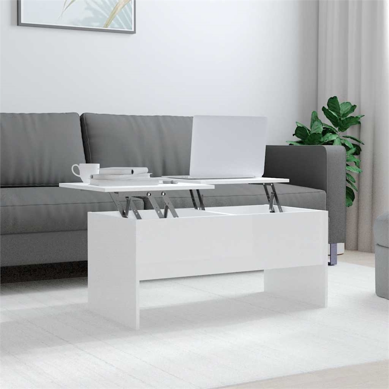 vidaXL Engineered wood Medium Coffee Table in High Gloss White