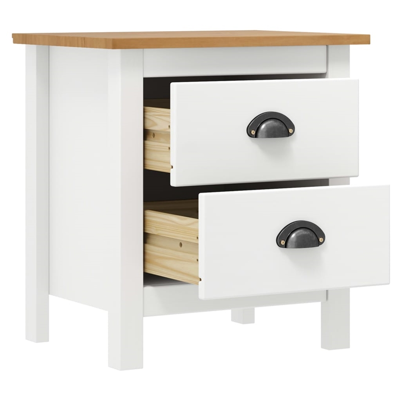 vidaXL Solid Pine Wood Bedside Cabinet in White/Honey Brown (Set of 2)