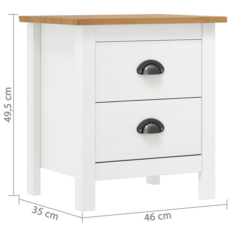 vidaXL Solid Pine Wood Bedside Cabinet in White/Honey Brown (Set of 2)
