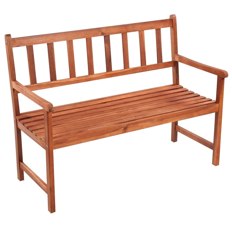 vidaXL Solid Acacia Wood Garden Bench in Brown/Cream Fabric