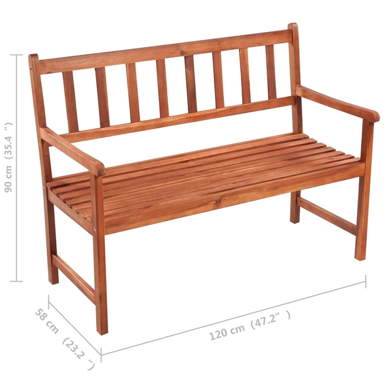 vidaXL Solid Acacia Wood Garden Bench in Brown/Cream Fabric