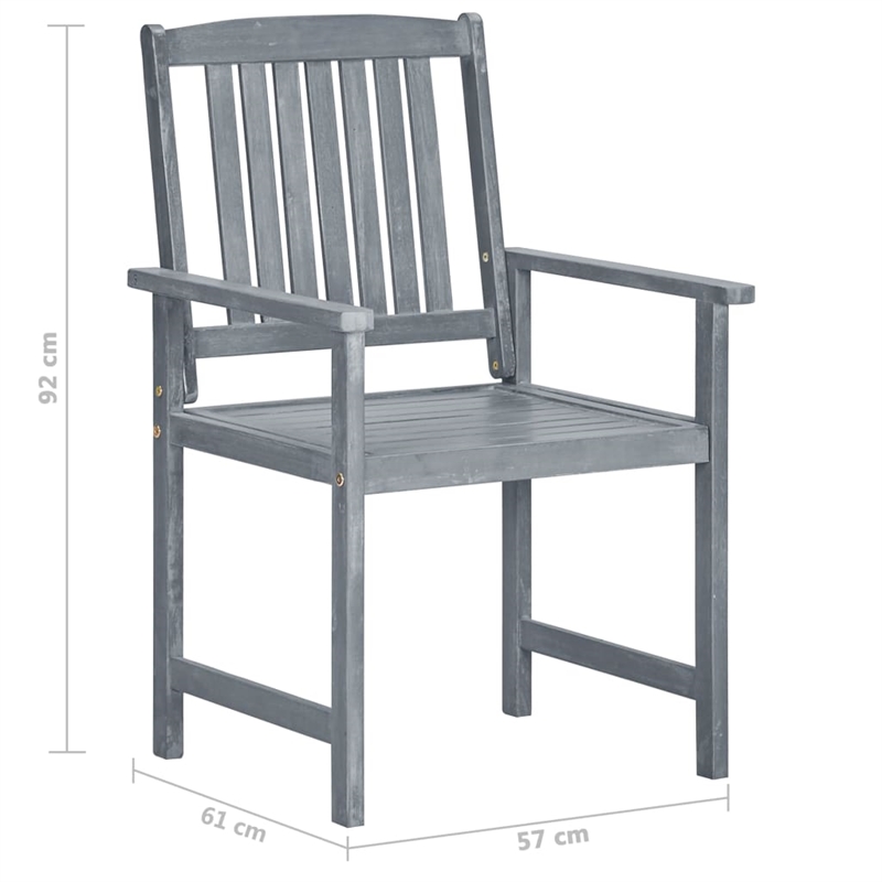 vidaXL Solid Acacia Wood Patio Chair in Gray (Set of 6)