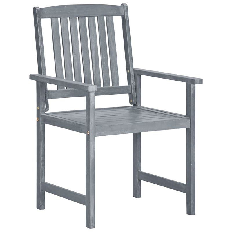 vidaXL Solid Acacia Wood Patio Chair in Gray (Set of 6)