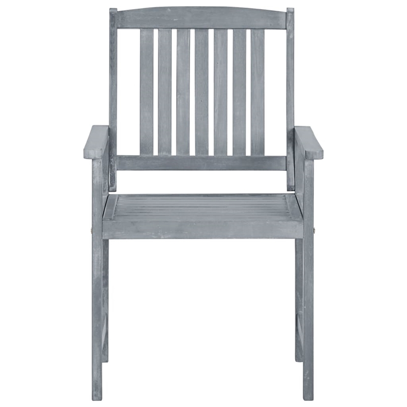 vidaXL Solid Acacia Wood Patio Chair in Gray (Set of 6)