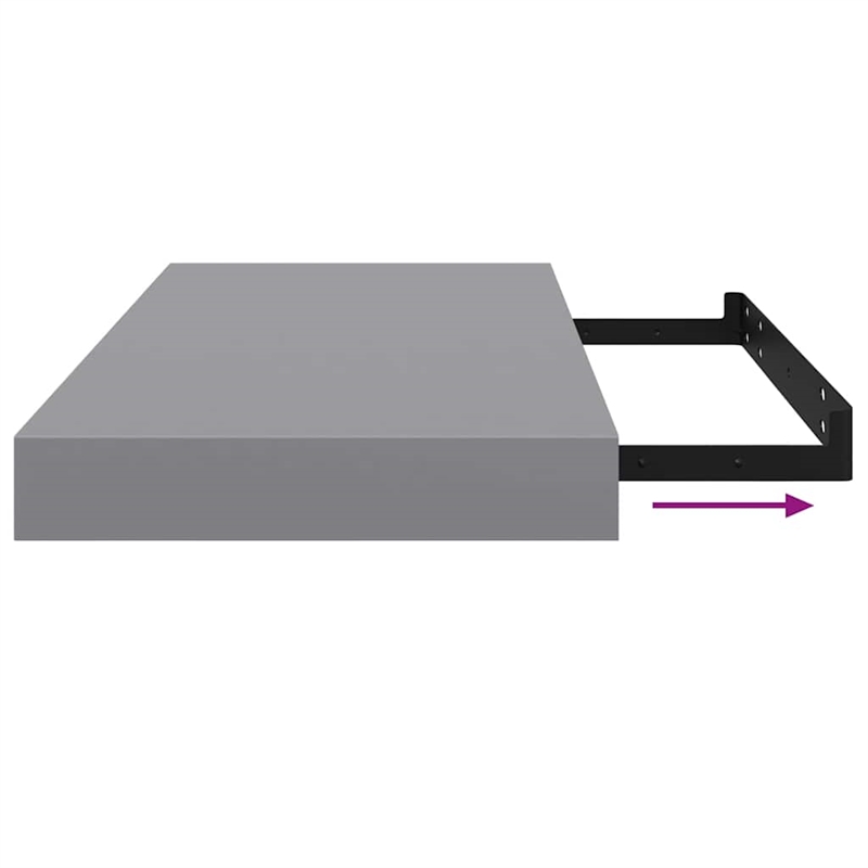 vidaXL MDF and Metal Wall Shelf in Grey Honeycomb (Set of 2)