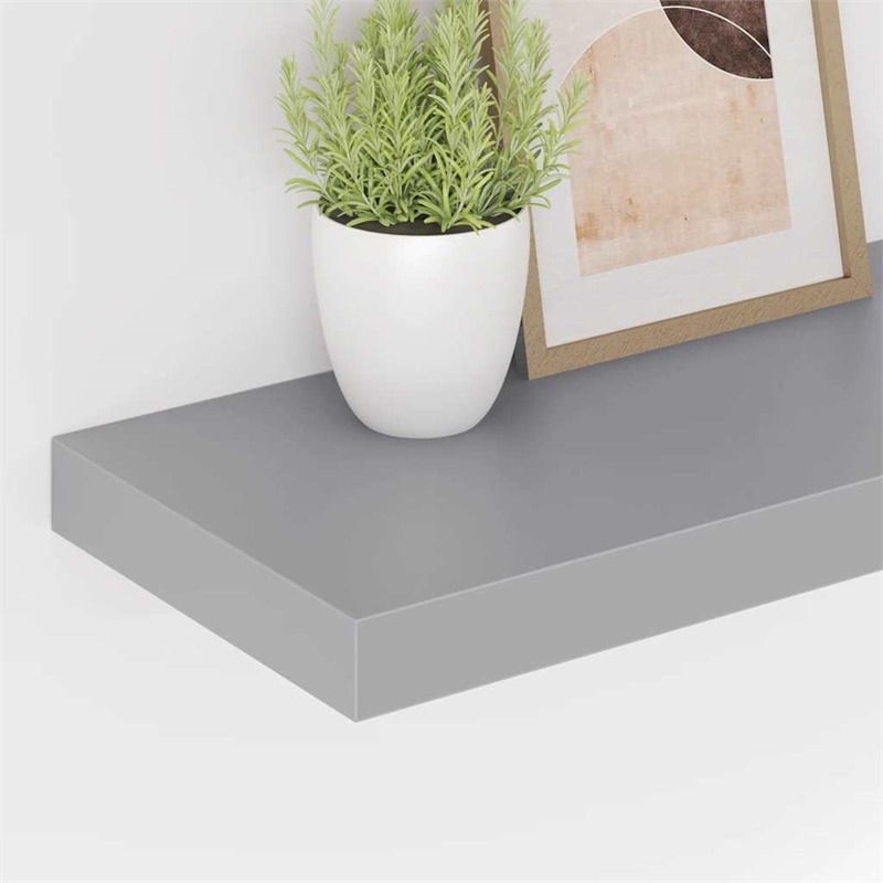 vidaXL MDF and Metal Wall Shelf in Grey Honeycomb (Set of 2)