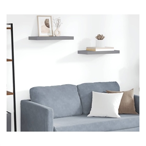 vidaXL MDF and Metal Wall Shelf in Grey Honeycomb (Set of 2)