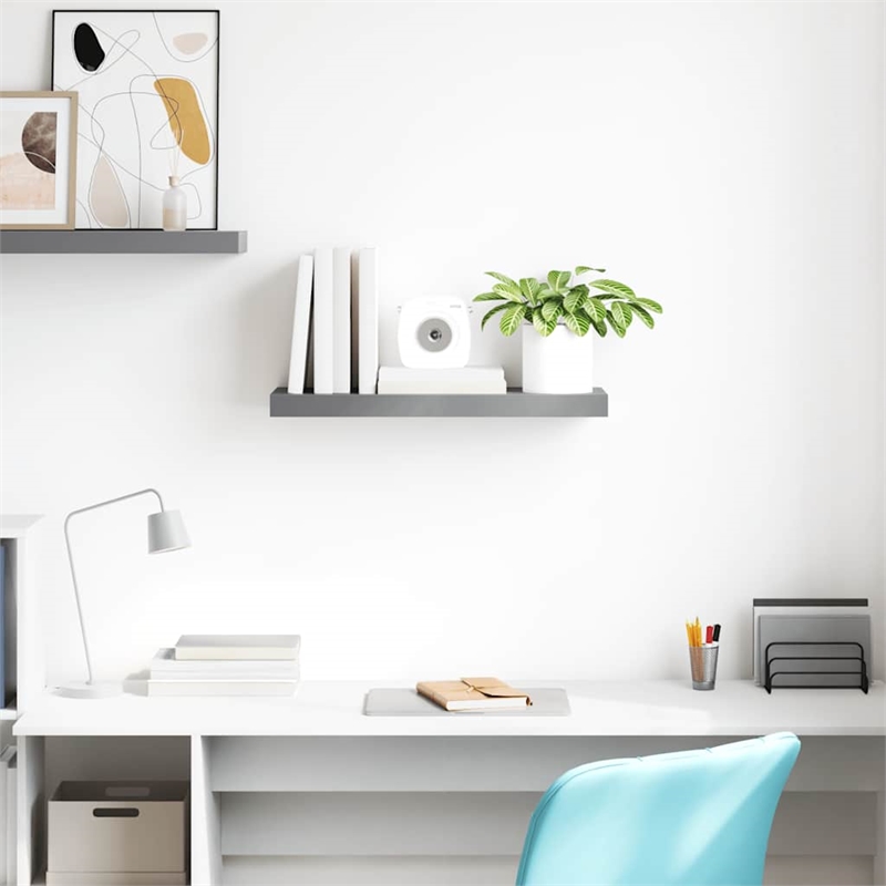 vidaXL MDF and Metal Wall Shelf in Grey Honeycomb