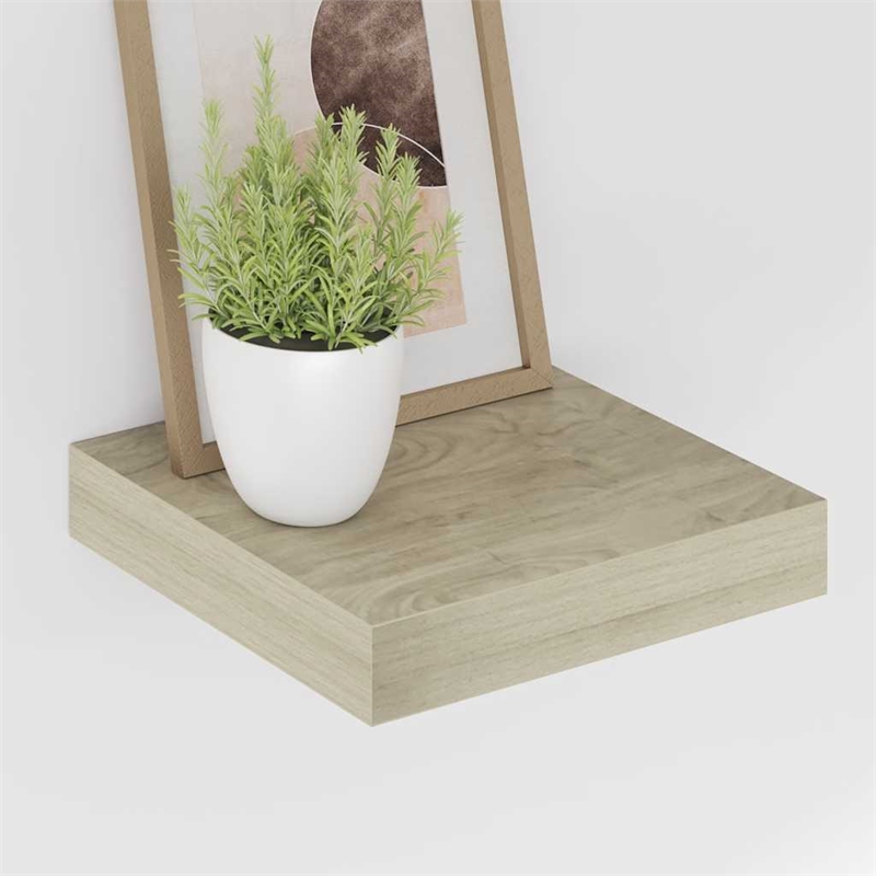 vidaXL MDF and Metal Wall Shelf in Oak Honeycomb (Set of 2)