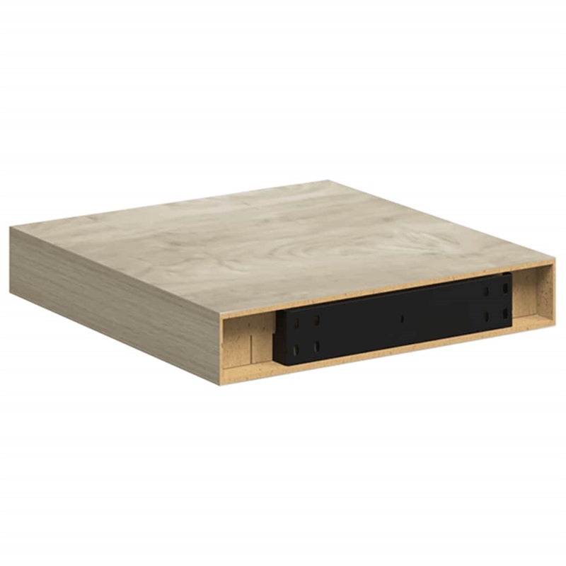 vidaXL MDF and Metal Wall Shelf in Oak Honeycomb (Set of 2)