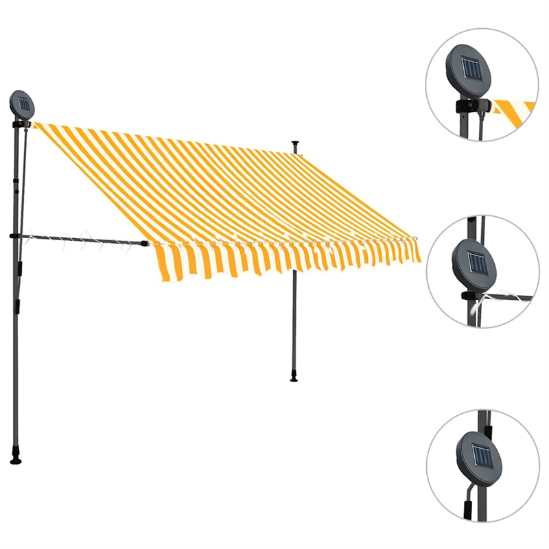 vidaXL Polyester with PU coating Retractable Awning in White/Orange