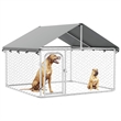 vidaXL Large Galvanized Steel and Polyethylene Dog Kennel in Silver