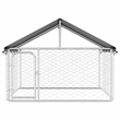 vidaXL Large Galvanized Steel and Polyethylene Dog Kennel in Silver