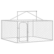 vidaXL Large Galvanized Steel and Polyethylene Dog Kennel in Silver