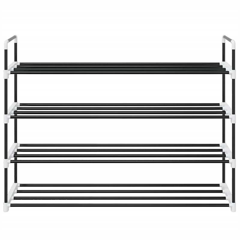 vidaXL Metal and Plastic Medium Shoe Rack in Black