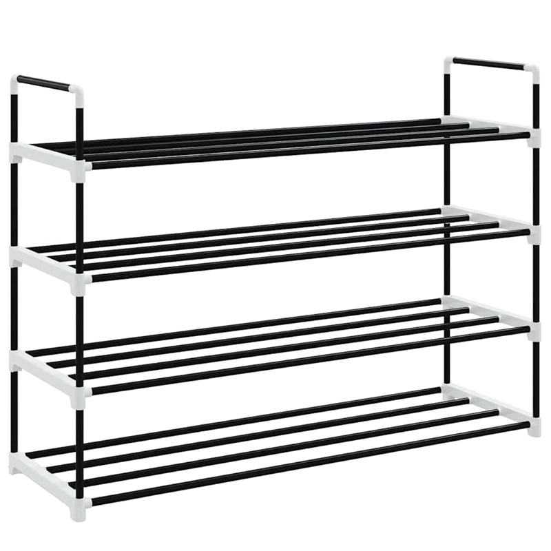 vidaXL Metal and Plastic Medium Shoe Rack in Black