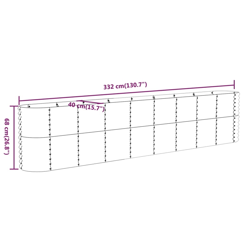 vidaXL Powder-Coated Steel Raised Garden Bed in Gray