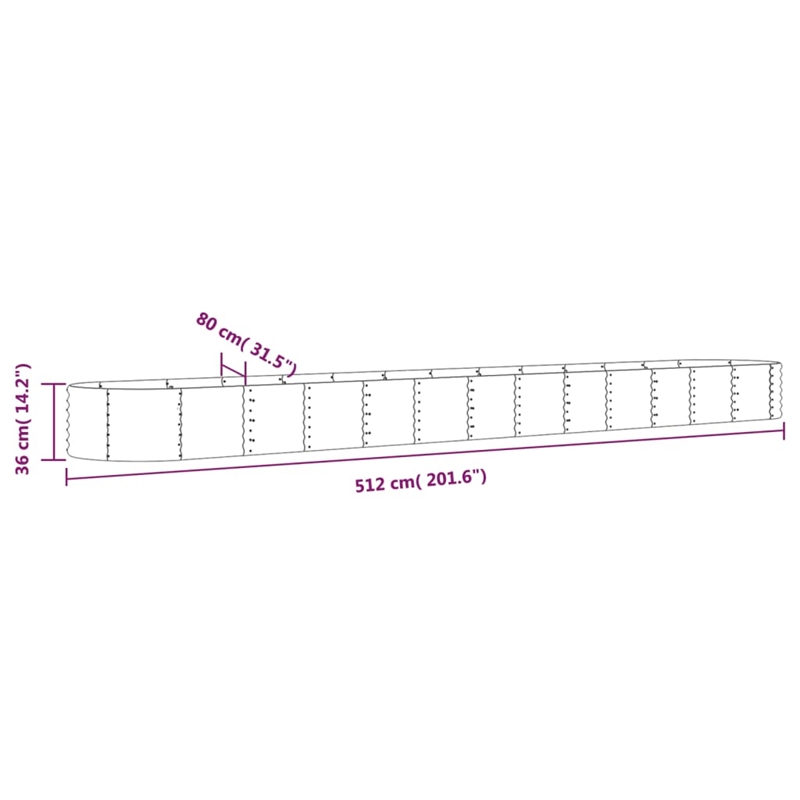 vidaXL Large Powder-Coated Steel Raised Garden Bed in Gray