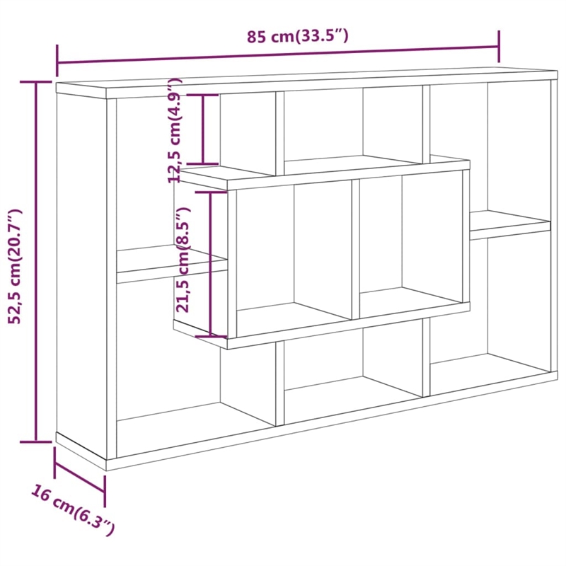 vidaXL Engineered Wood Wall Shelf in Gray Sonoma