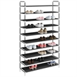 vidaXL Metal and Non-Woven Fabric Lightweight Shoe Rack in Black